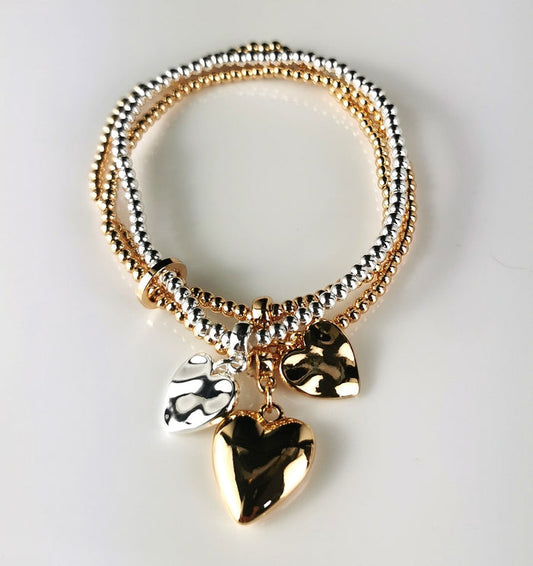 Tripple Heart Bracelet Silver/Gold