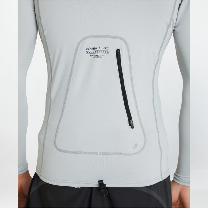 TRVLR Long Sleeve Hooded Rash Vest - Cool Grey