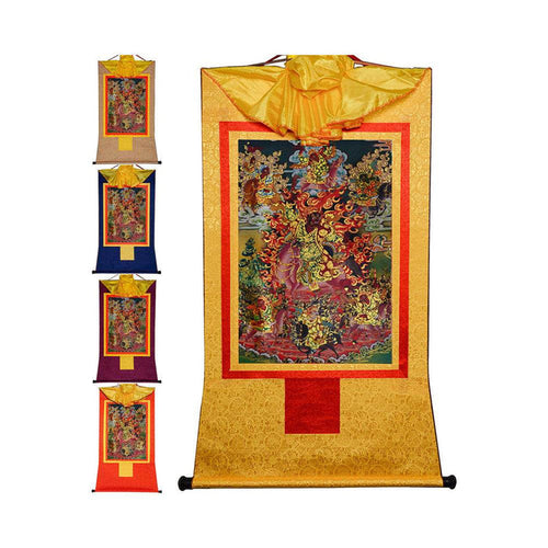 Tsiu Marpo-Dharma Protector - Tibetan thangka painting, front view