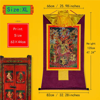 Tsiu Marpo-Dharma Protector - Tibetan thangka painting, close-up detail