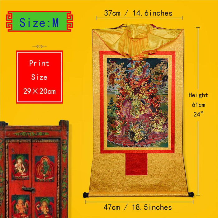 Tsiu Marpo-Dharma Protector - Tibetan thangka painting, view 5