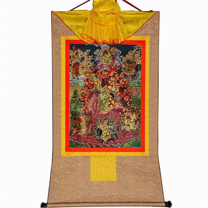 Tsiu Marpo-Dharma Protector - Tibetan thangka painting, view 7