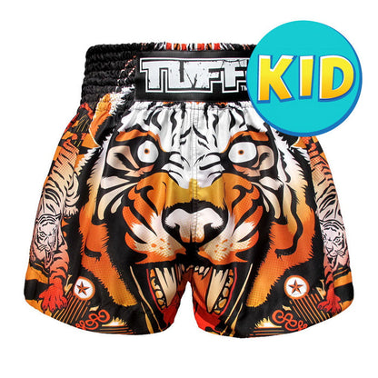 TUFF Kids Muay Thai Shorts Boxing Trunks Traditional Style (TUF-MS613-ORG)