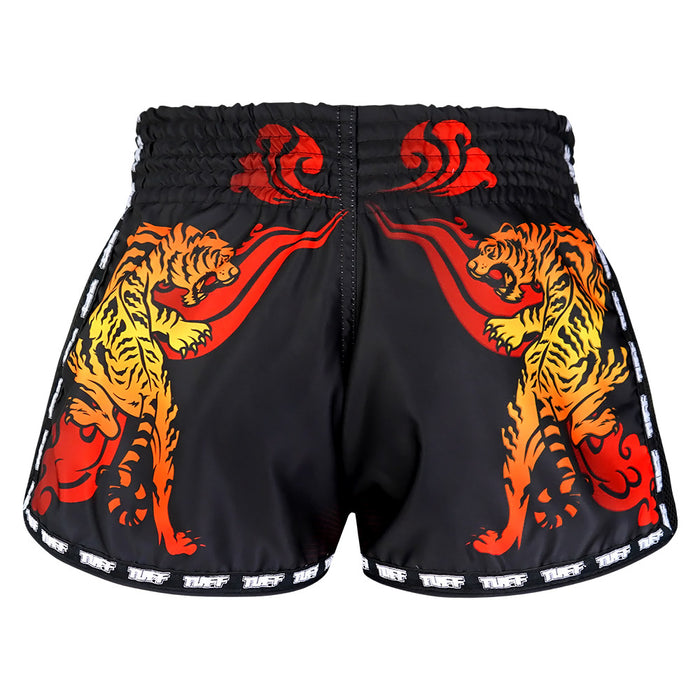 TUFF Kids Shorts Black Retro Style With Cruel Tiger