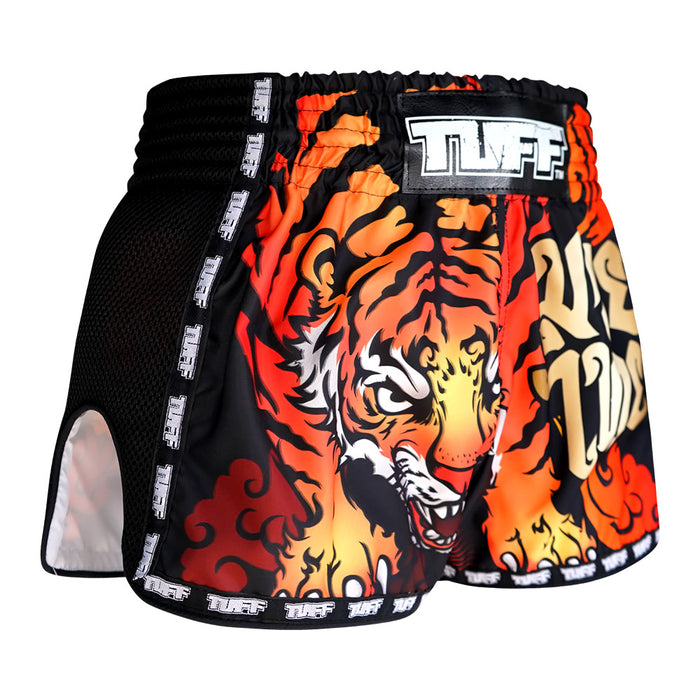 TUFF Kids Shorts Black Retro Style With Cruel Tiger