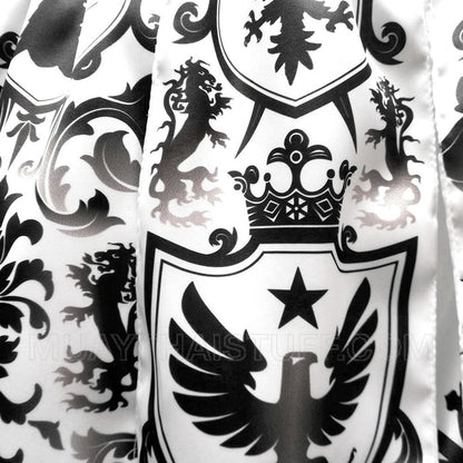 TUFF Muay Thai Boxing Shorts Gladiator Black & White Classic Victorian Pattern