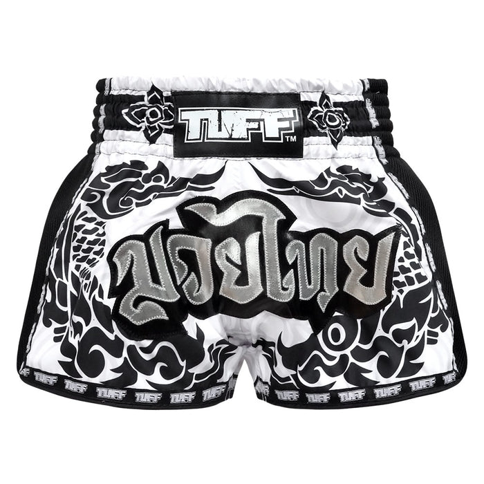 TUFF Muay Thai Boxing Shorts Retro Style The Great Hongsa White
