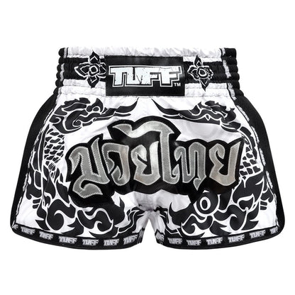 TUFF Muay Thai Boxing Shorts Retro Style The Great Hongsa White