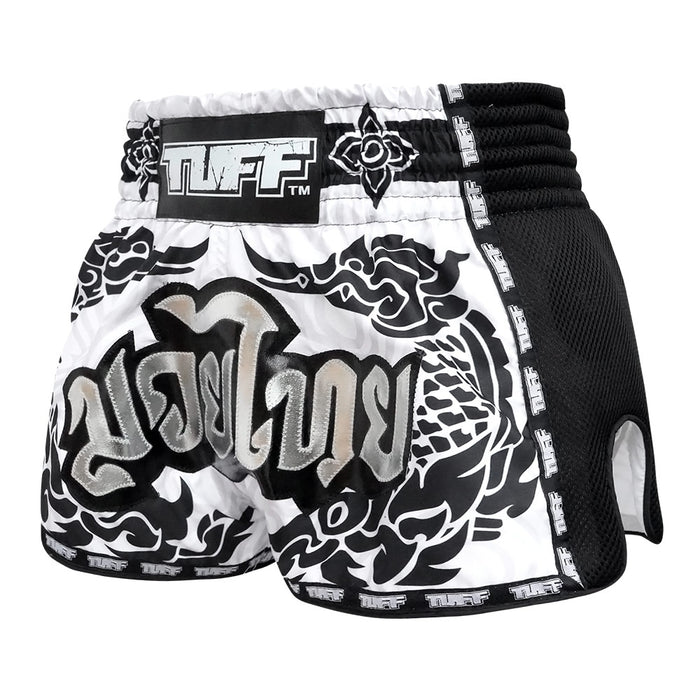 TUFF Muay Thai Boxing Shorts Retro Style The Great Hongsa White