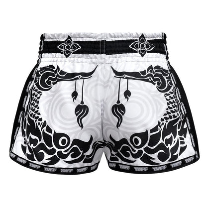 TUFF Muay Thai Boxing Shorts Retro Style The Great Hongsa White