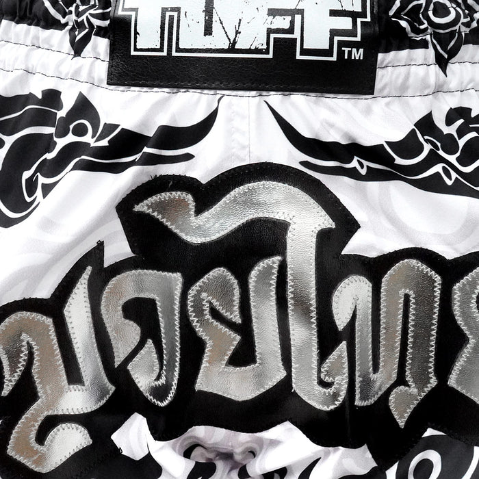 TUFF Muay Thai Boxing Shorts Retro Style The Great Hongsa White