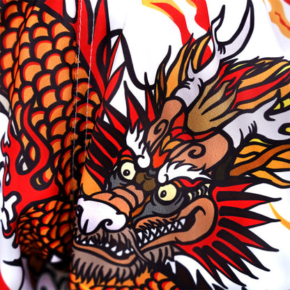 TUFF Muay Thai Boxing Shorts Retro Style White Chinese Dragon