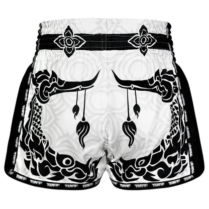 TUFF Muay Thai Shorts Boxing Trunks Retro Style (TUF-MSC108-WHT)