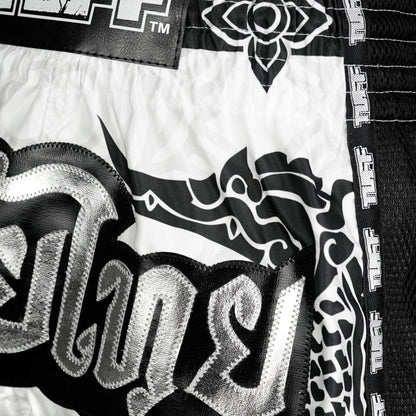 TUFF Muay Thai Shorts Boxing Trunks Retro Style (TUF-MSC108-WHT)