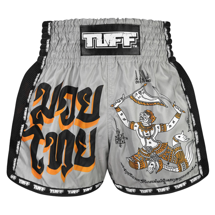 TUFF Muay Thai Shorts Boxing Trunks Retro Style (TUF-MSC118-GRY)