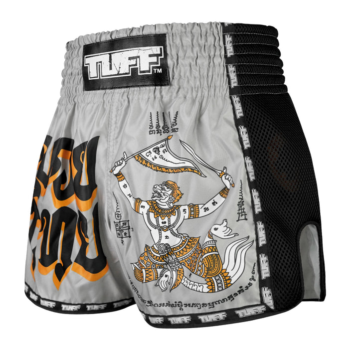 TUFF Muay Thai Shorts Boxing Trunks Retro Style (TUF-MSC118-GRY)