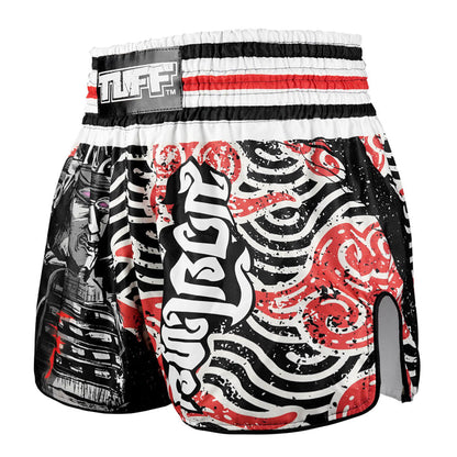TUFF Muay Thai Shorts Boxing Trunks Retro Style (TUF-RMS102-BLK)