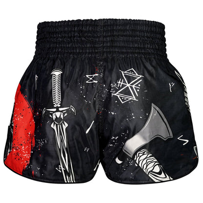 TUFF Muay Thai Shorts Boxing Trunks Retro Style (TUF-RMS121-BLK)