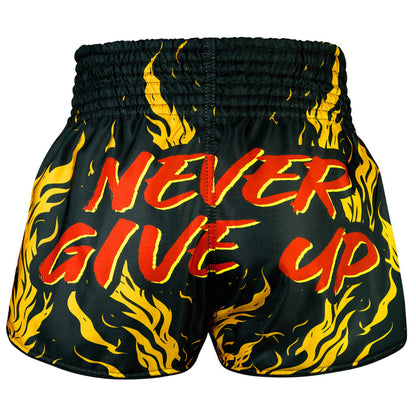 TUFF Muay Thai Shorts Boxing Trunks Retro Style (TUF-RMS122-BLK)