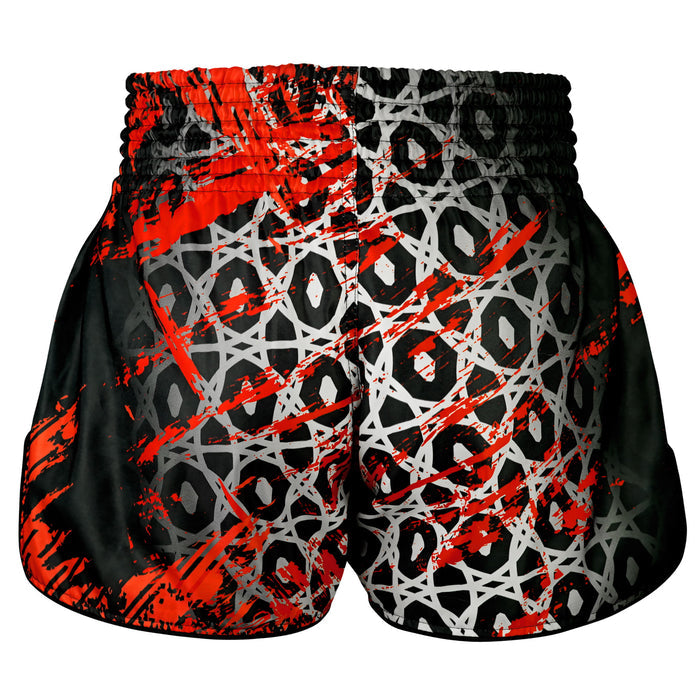 TUFF Muay Thai Shorts Boxing Trunks Retro Style (TUF-RMS123-BLK)