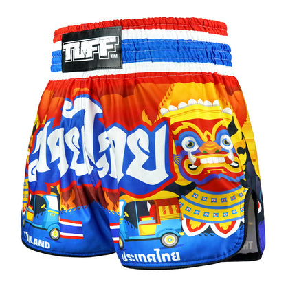 TUFF Muay Thai Shorts Boxing Trunks Retro Style (TUF-RMS126-RED)