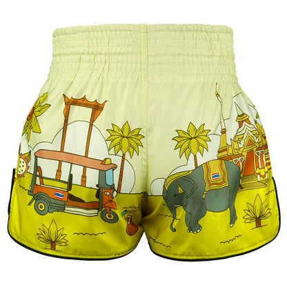 TUFF Muay Thai Shorts Boxing Trunks Retro Style (TUF-RMS127-YLW)