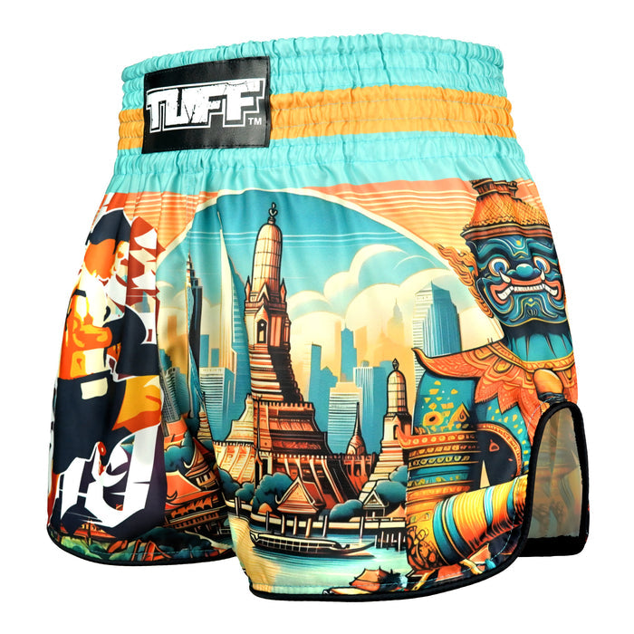TUFF Muay Thai Shorts Boxing Trunks Retro Style (TUF-RMS128-LTB)