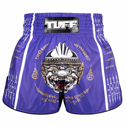 TUFF Muay Thai Shorts Boxing Trunks Retro Style (TUF-RMS129-PUR)