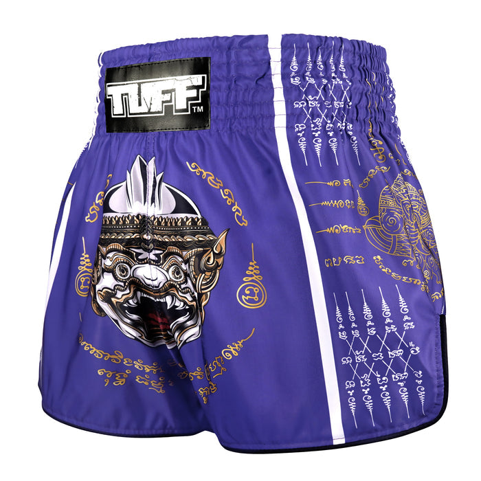 TUFF Muay Thai Shorts Boxing Trunks Retro Style (TUF-RMS129-PUR)
