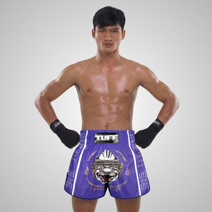 TUFF Muay Thai Shorts Boxing Trunks Retro Style (TUF-RMS129-PUR)