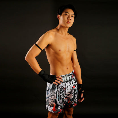 TUFF Muay Thai Shorts Boxing Trunks Traditional Style (TUF-MS613-GRY)