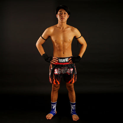 TUFF Muay Thai Shorts Boxing Trunks Traditional Style (TUF-MS614-BLK)