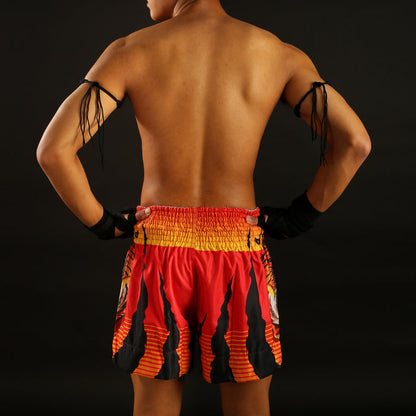 TUFF Muay Thai Shorts Boxing Trunks Traditional Style (TUF-MS614-RED)