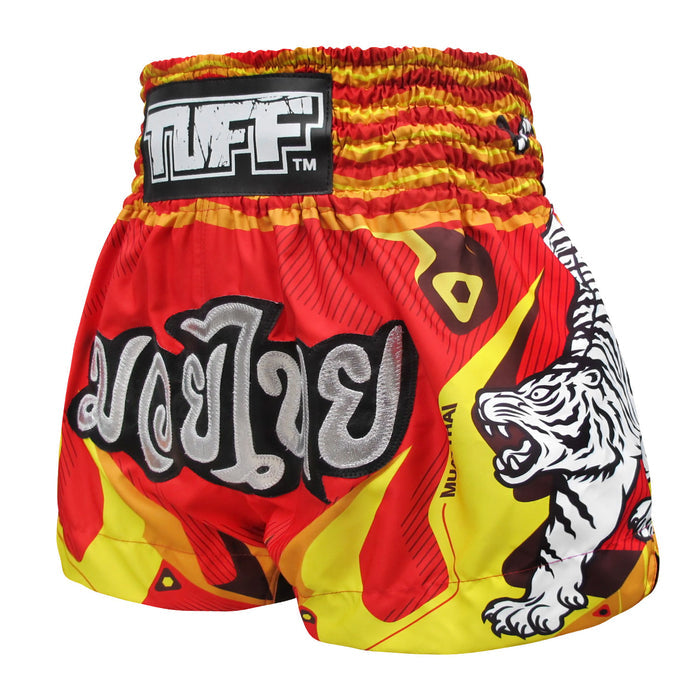 TUFF Muay Thai Shorts Boxing Trunks Traditional Style (TUF-MS616-RED)