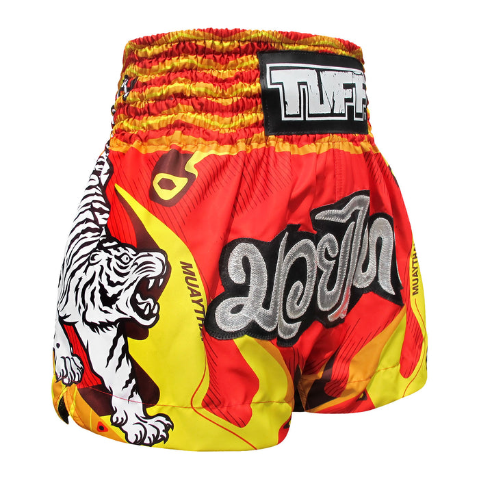 TUFF Muay Thai Shorts Boxing Trunks Traditional Style (TUF-MS616-RED)