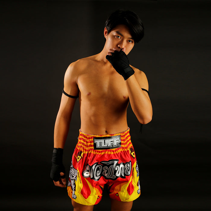 TUFF Muay Thai Shorts Boxing Trunks Traditional Style (TUF-MS616-RED)