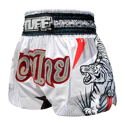 TUFF Muay Thai Shorts Boxing Trunks Traditional Style (TUF-MS616-WHT)