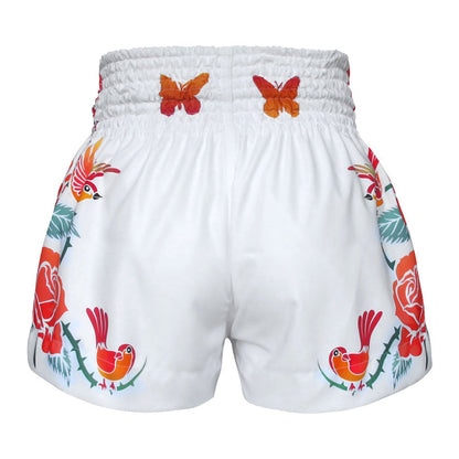 TUFF Muay Thai Shorts Boxing Trunks Traditional Style (TUF-MS618-WHT)