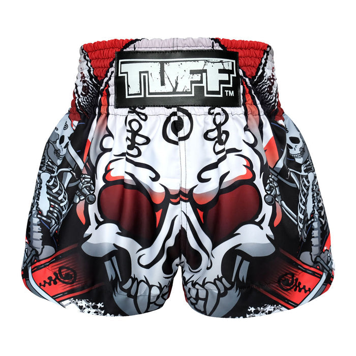 TUFF Muay Thai Shorts Boxing Trunks Traditional Style (TUF-MS619-WHT)