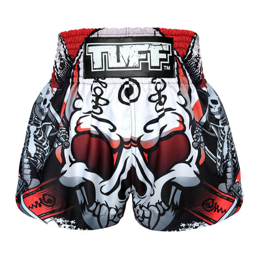 TUFF Muay Thai Shorts Boxing Trunks Traditional Style (TUF-MS619-WHT)
