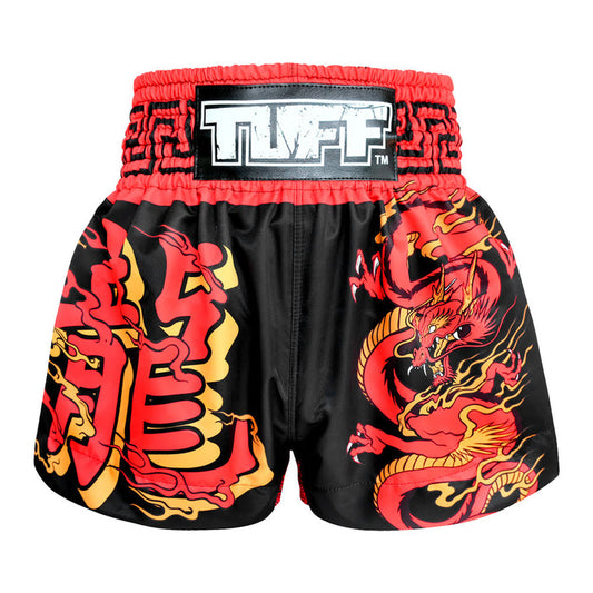 TUFF Muay Thai Shorts Boxing Trunks Traditional Style (TUF-MS622-BLK)