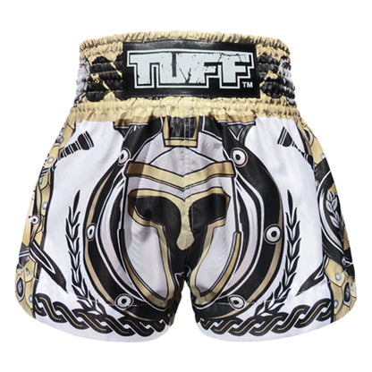 TUFF Muay Thai Shorts Boxing Trunks Traditional Style (TUF-MS634-WHT)
