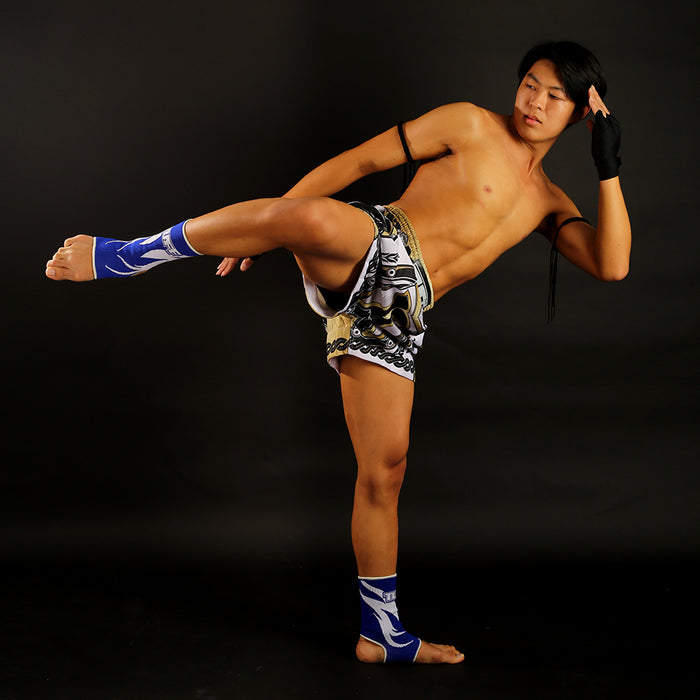 TUFF Muay Thai Shorts Boxing Trunks Traditional Style (TUF-MS634-WHT)