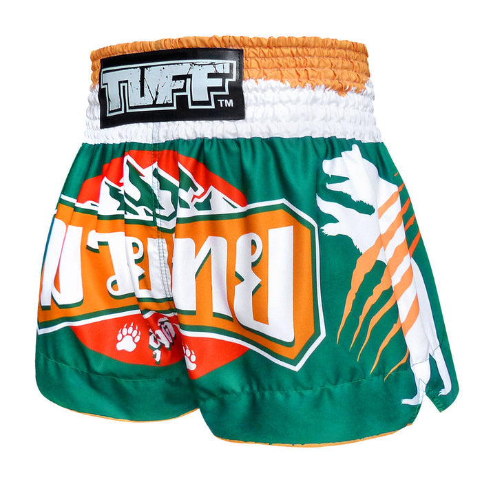 TUFF Muay Thai Shorts Boxing Trunks Traditional Style (TUF-MS635-GRN)