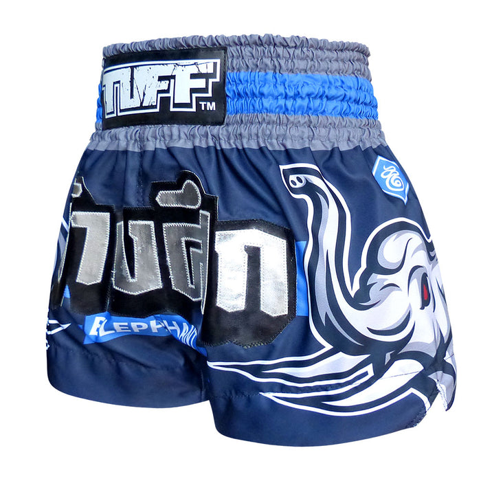 TUFF Muay Thai Shorts Boxing Trunks Traditional Style (TUF-MS636-NVB)