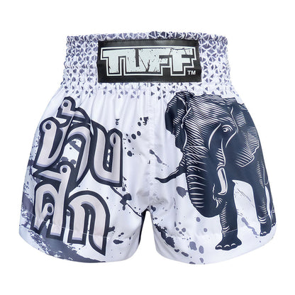 TUFF Muay Thai Shorts Boxing Trunks Traditional Style (TUF-MS636-WHT)