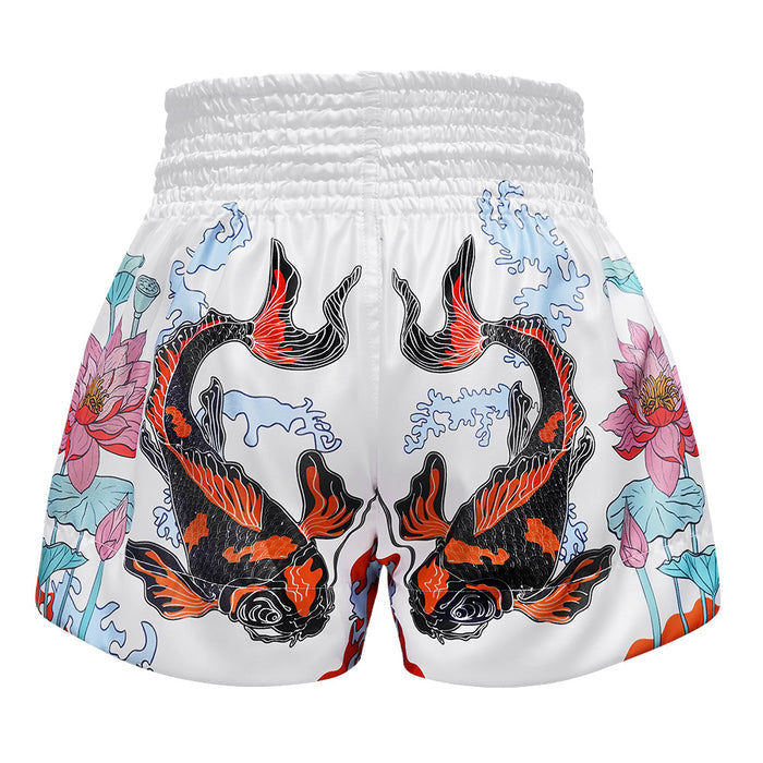 TUFF Muay Thai Shorts Boxing Trunks Traditional Style (TUF-MS638-WHT)