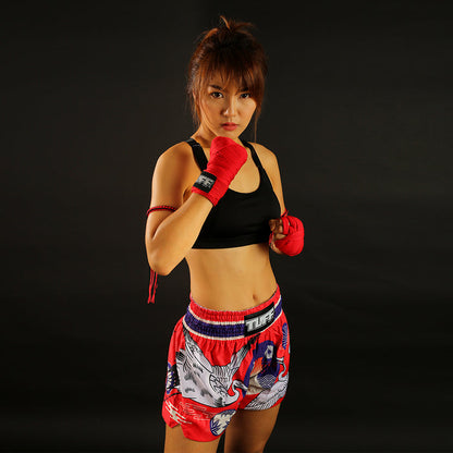 TUFF Muay Thai Shorts Boxing Trunks Traditional Style (TUF-MS639-RED)