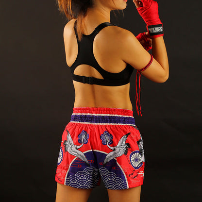 TUFF Muay Thai Shorts Boxing Trunks Traditional Style (TUF-MS639-RED)