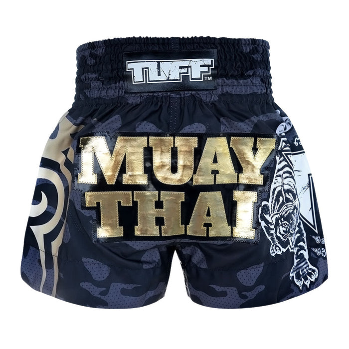 TUFF Muay Thai Shorts Boxing Trunks Traditional Style (TUF-MS640-BLK)